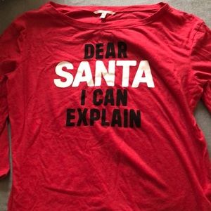 Victoria’s Secret Christmas pajama shirt.